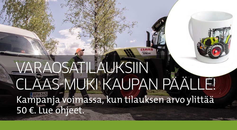 Varaosatilauksiin CLAAS-muki kaupan päälle