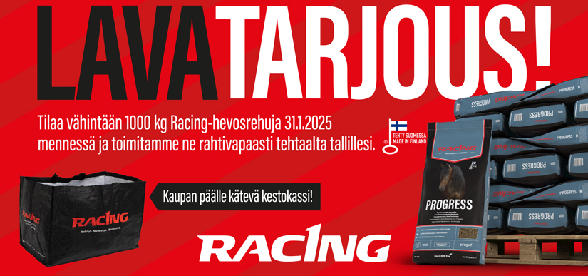 Racing-lavakampanja hevosrehuille tammikuu 2025