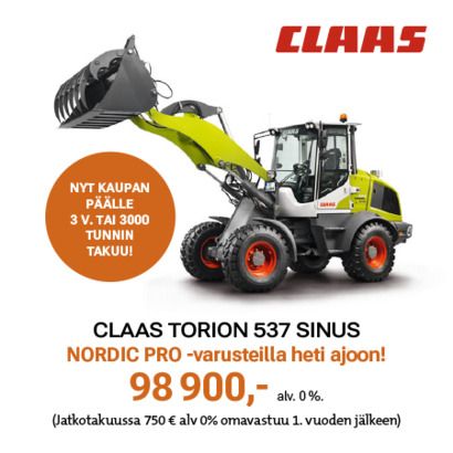 Claas Torion 537 Sinus -pyöräkuormaaja Nordic Pro -varustuksella