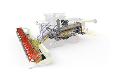 Claas-leikkuupuimurin puintikoneisto.