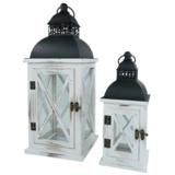 Antiikkivalkoinen lyhty ristikoilla