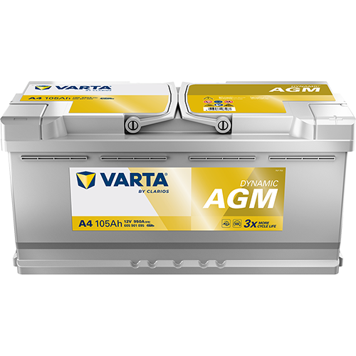 Akku 12V 105AH 950A Dynamic AGM A4 Varta