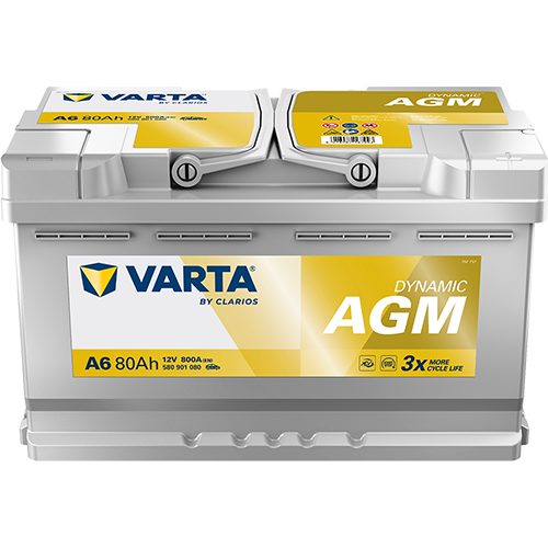 Akku 12V 80AH 800A Dynamic AGM A6 Varta