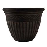 Vintage musta muoviruukku koristekuviolla