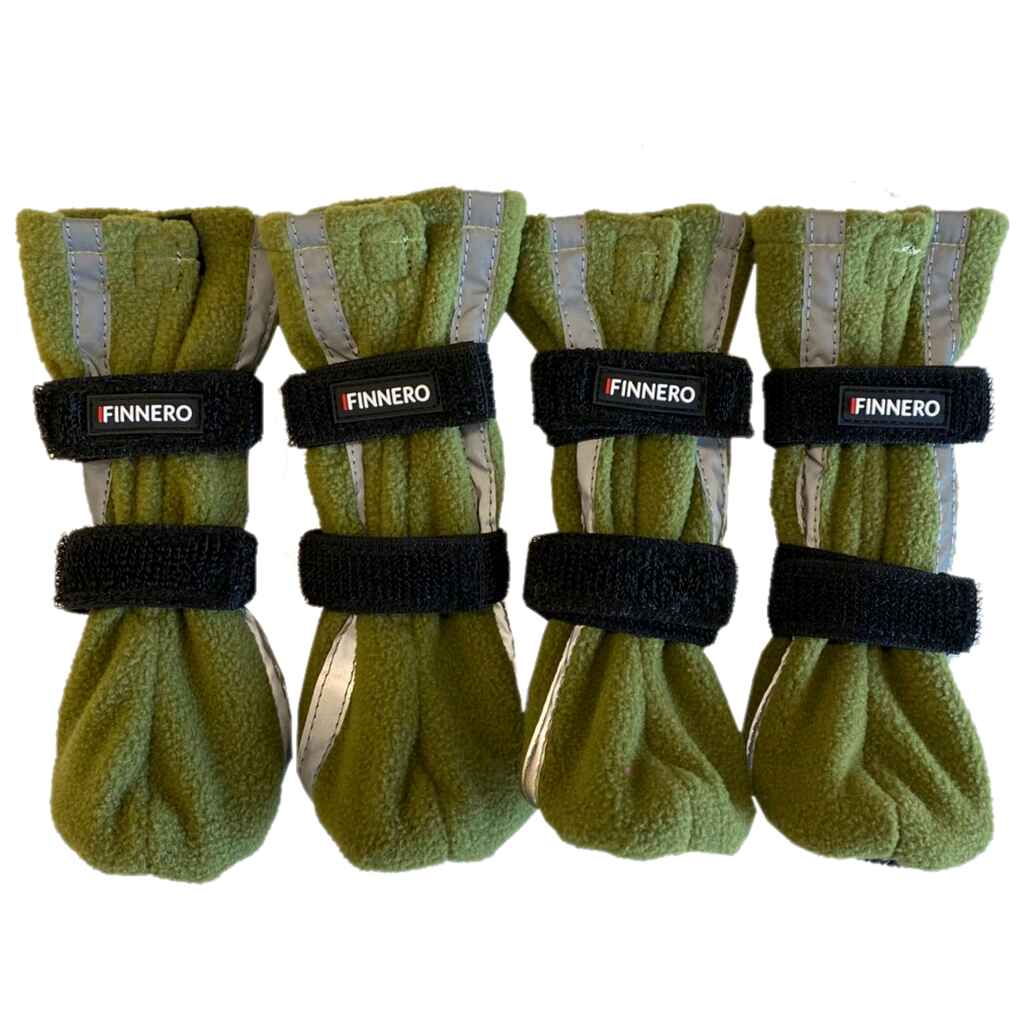 Finnero Halla heijastavat Softshell-tossut koiralle XS 4 kpl, vihreät