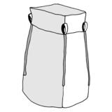 Suursäkki 90x90x160 cm. Suljettava huppu ja pohjaventtiili