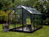 Kasvihuone Halls Popular 6,2 m² turvalasilla, musta alumiinirunko