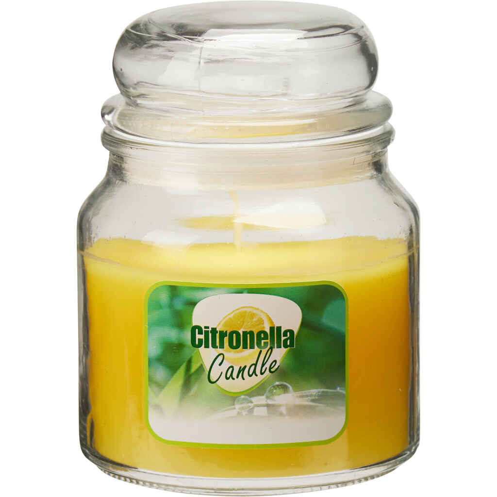 Citronella-kynttilä lasipurkissa