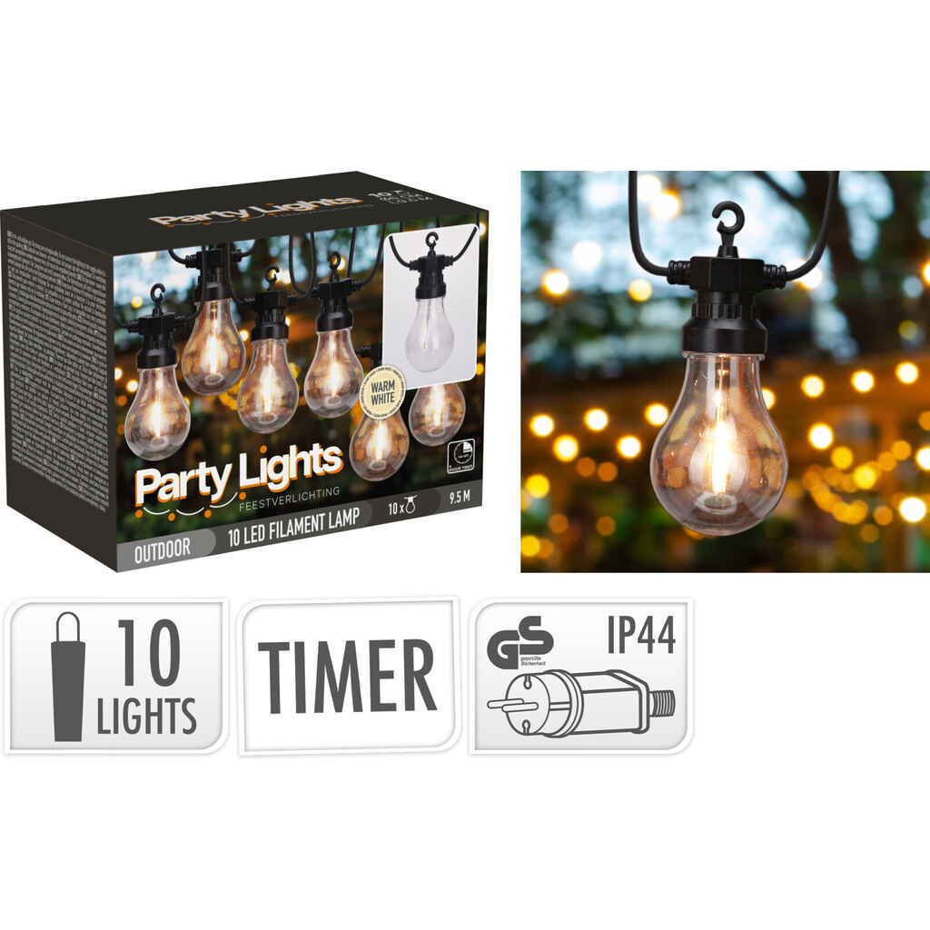 Partyvalosarja 10 IP44 ajastimella