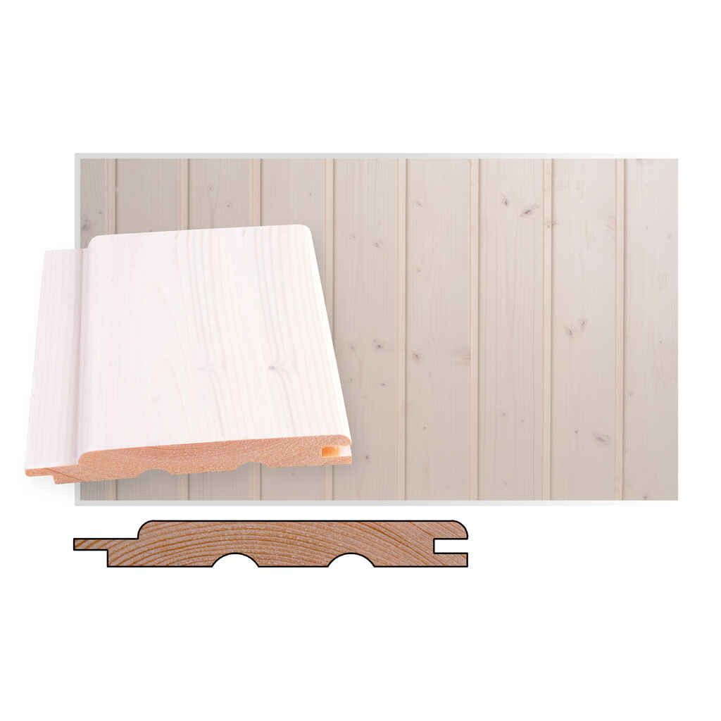 Kattopaneeli STP-10 14x120x2085 Valkolakattu, TK-Kuusesta, paketti