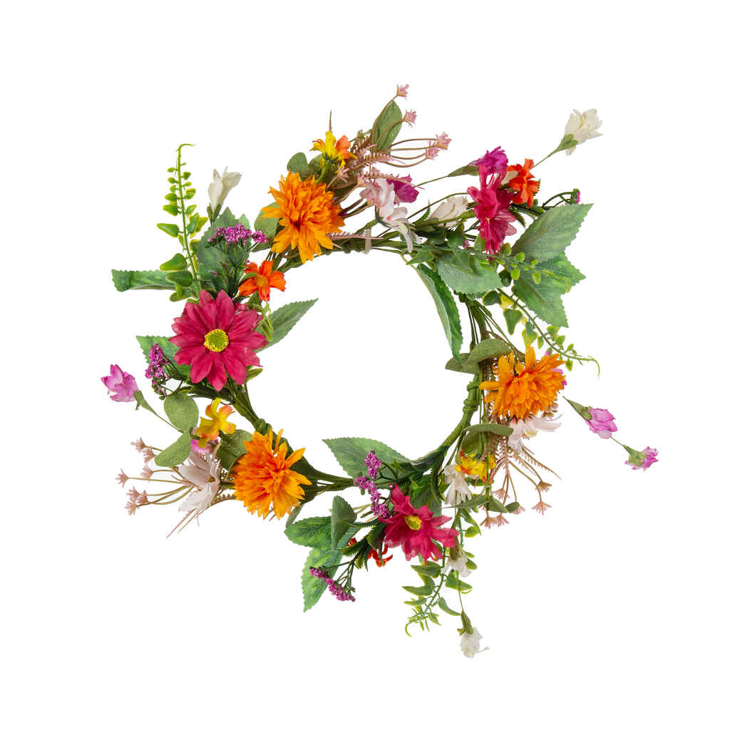 Kranssi 16,5 cm, kukat oranssi punainen