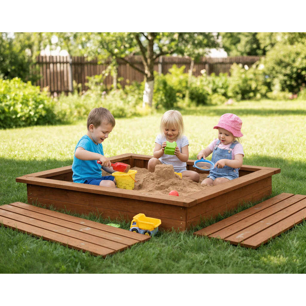 Hiekkalaatikko setti kannella ruskea