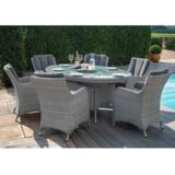 Puutarharyhmä ASCOT  pöytä + 6 nojatuolia, alurunko polyrottingilla, harmaa