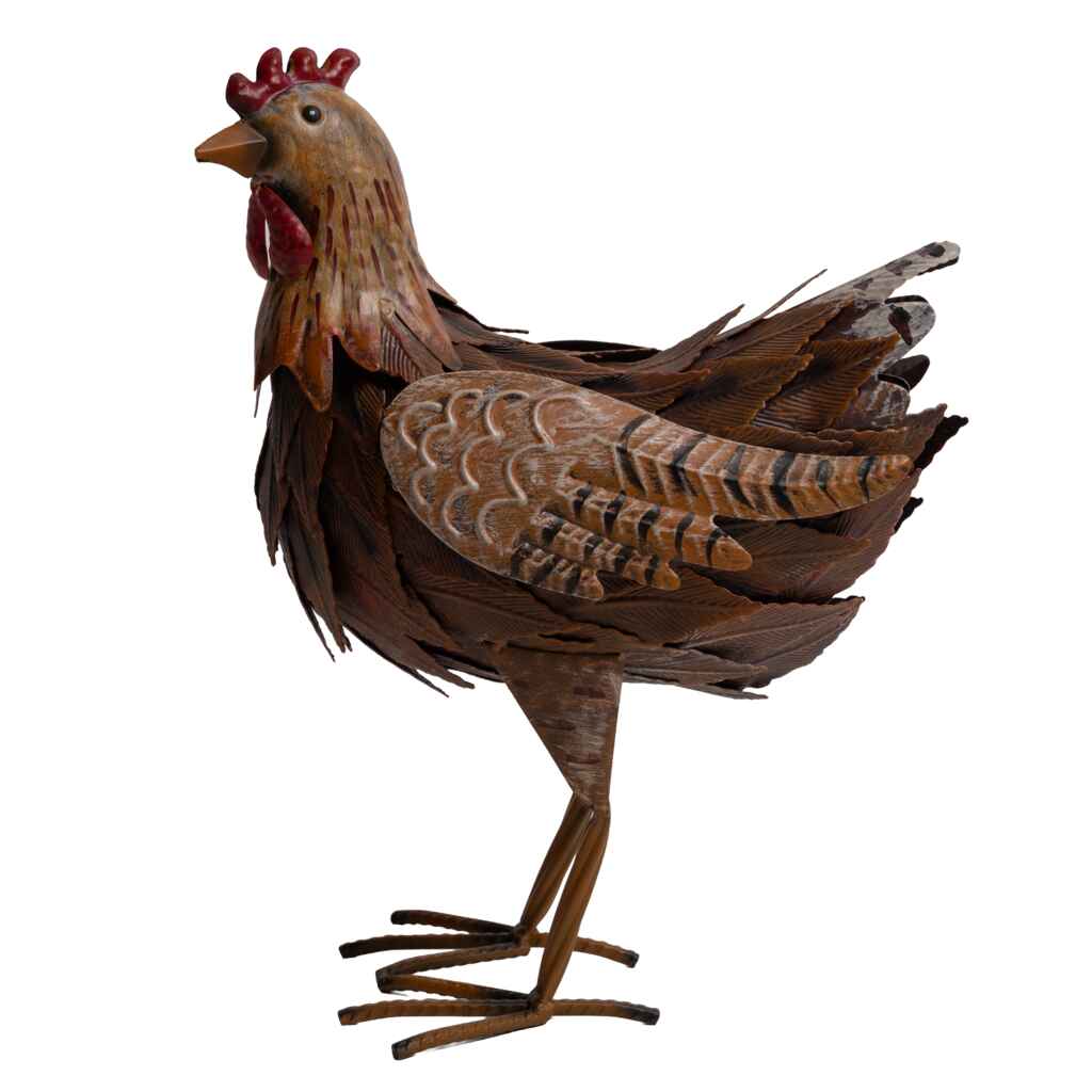 Metallinen ruskea koristekana pihaan ja puutarhaan